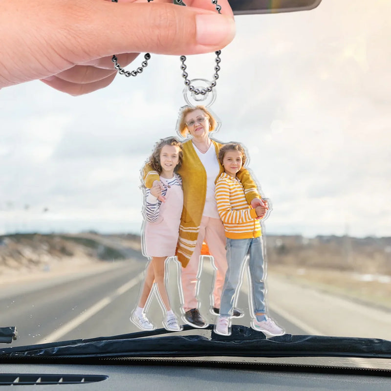 Custom Photo Drive Safe And Come Back To Us - Family Personalized Custom Car Ornament - Acrylic Custom Shaped - Gift For Mom, Grandma