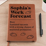 Work Forecast - Coworker Personalized Custom Leather Journal - Appreciation, Retirement Gift For Coworkers