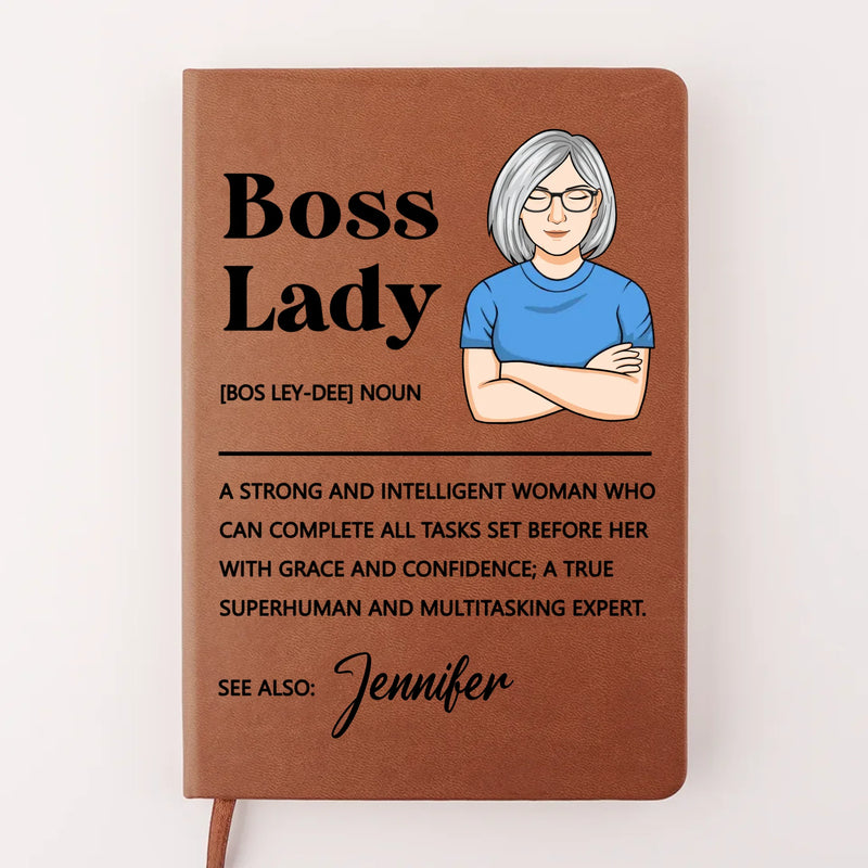 Boss Lady - Coworker Personalized Custom Leather Journal - Appreciation, Retirement Gift For Coworkers, Work Friends, Colleagues