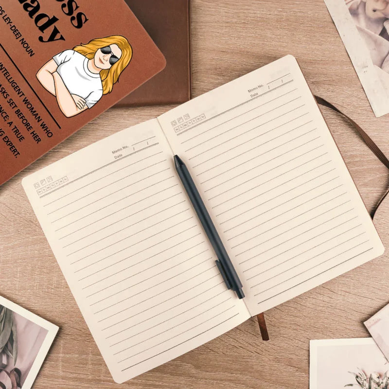 Boss Lady - Coworker Personalized Custom Leather Journal - Appreciation, Retirement Gift For Coworkers, Work Friends, Colleagues