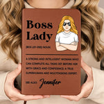 Boss Lady - Coworker Personalized Custom Leather Journal - Appreciation, Retirement Gift For Boss, Coworkers, Women - Work Friends, Colleagues