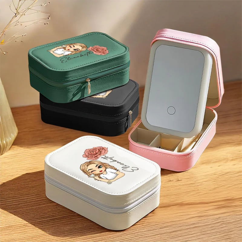 Stay Golden And Shine Your Light - Family Personalized Custom Jewelry Box LED Makeup - Gift For Yourself, Best Friends, Siblings, Family Members