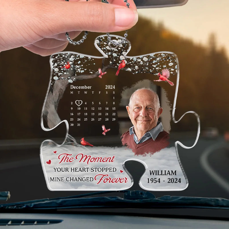 Custom Photo Though You Are Gone, Your Love Remains - Memorial Personalized Custom Car Ornament - Acrylic Custom Shaped - Sympathy Gift For Family Members
