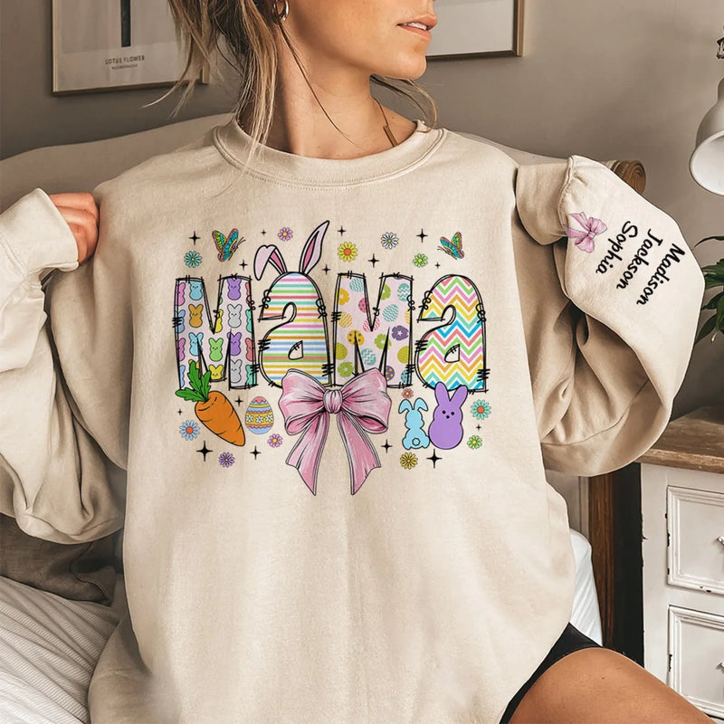Grandma, The Heart Of Our Family - Family Personalized Custom Unisex Sweatshirt, Hoodie With Design On Sleeve - Gift For Mom, Grandma