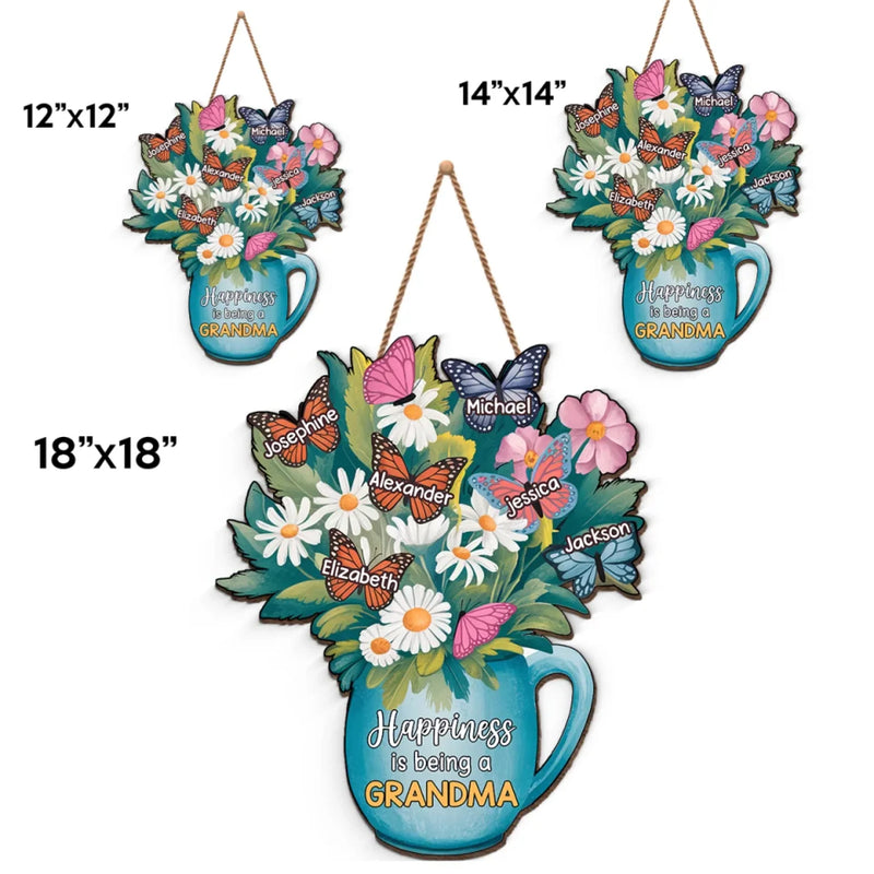 Because Grandkids Make Life So Much Sweeter - Family Personalized Custom Shaped Home Decor Wood Sign - House Warming Gift For Mom, Grandma