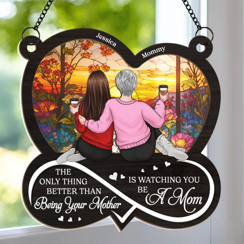 A Daughter, A Mother, A Beautiful Journey - Family Personalized Window Hanging Suncatcher Ornament - Gift For Mom, Daughter