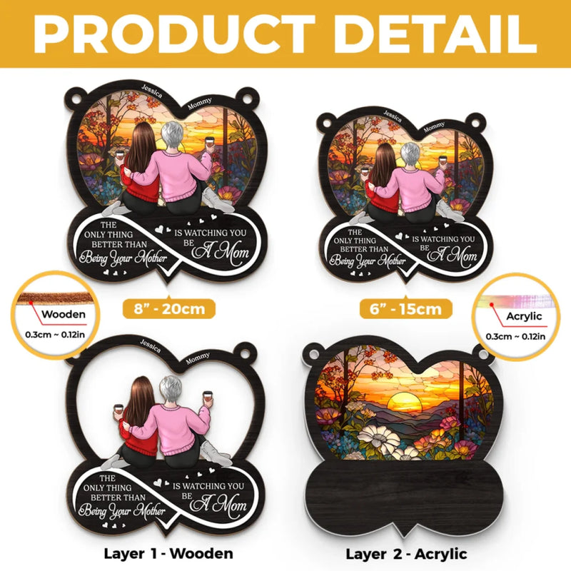 A Daughter, A Mother, A Beautiful Journey - Family Personalized Window Hanging Suncatcher Ornament - Gift For Mom, Daughter
