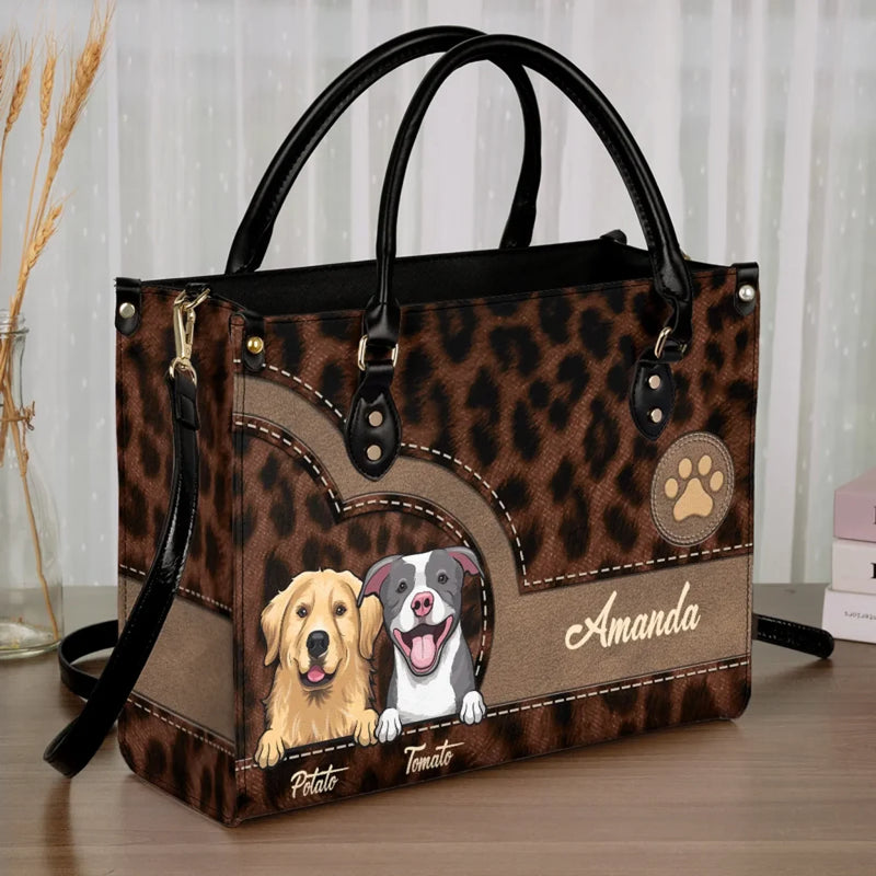 Love Is A Wet Nose And A Wagging Tail - Dog & Cat Personalized Custom Leather Handbag - Gift For Pet Owners, Pet Lovers