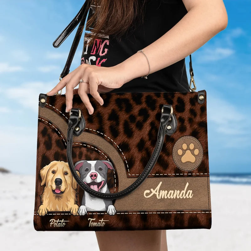 Love Is A Wet Nose And A Wagging Tail - Dog & Cat Personalized Custom Leather Handbag - Gift For Pet Owners, Pet Lovers