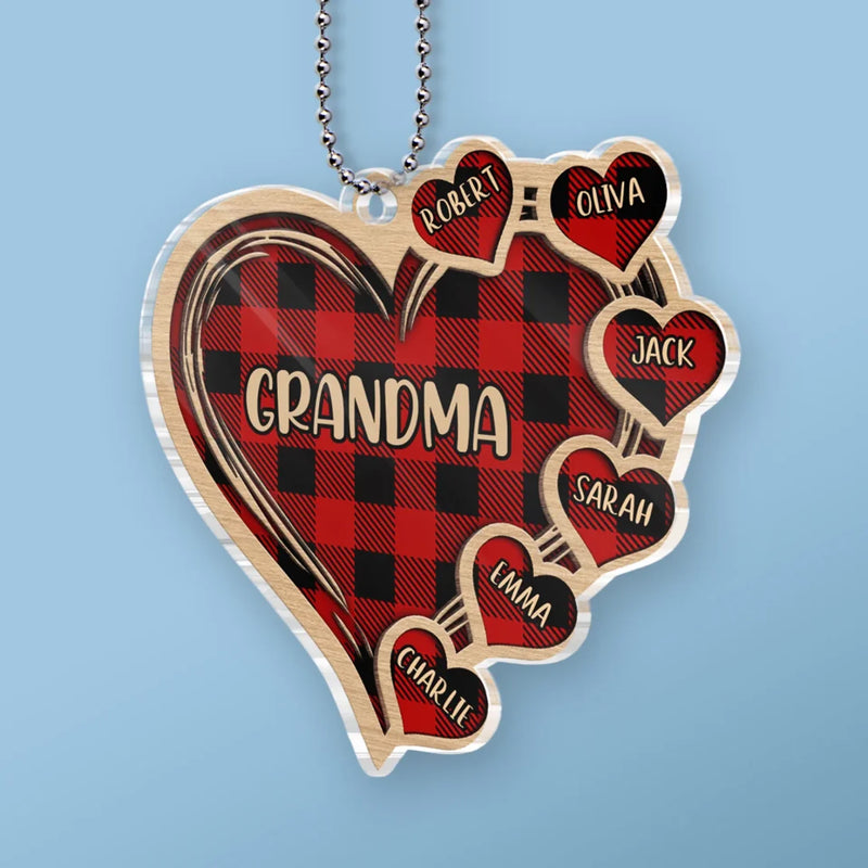 A Grandmother’s Heart Is A Home Where Love Never Fades - Family Personalized Custom Car Ornament - Acrylic Custom Shaped - Gift For Mom, Grandma