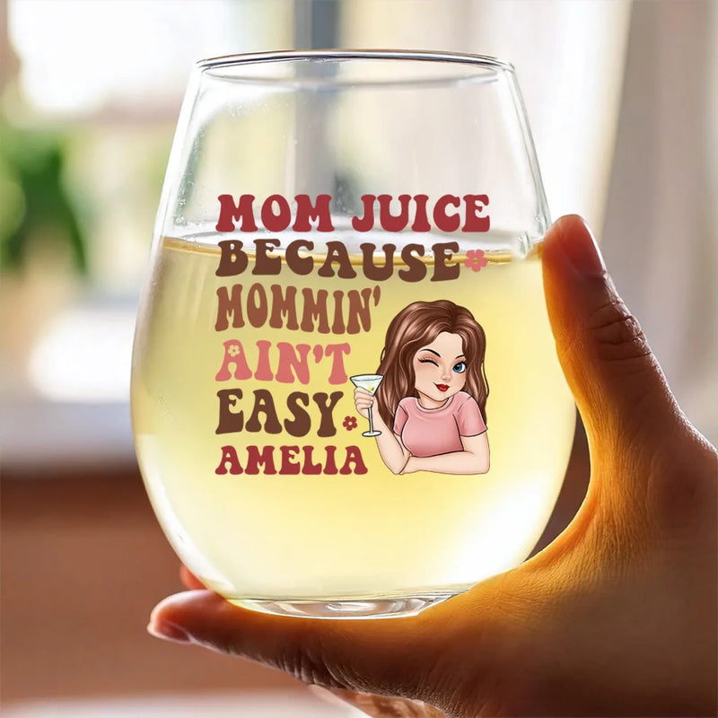First My Mom, Forever My Friend - Family Personalized Custom Wine Glass - Mother's Day, Gift For Mom, Grandma