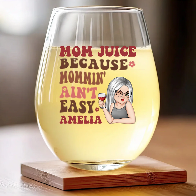 First My Mom, Forever My Friend - Family Personalized Custom Wine Glass - Mother's Day, Gift For Mom, Grandma