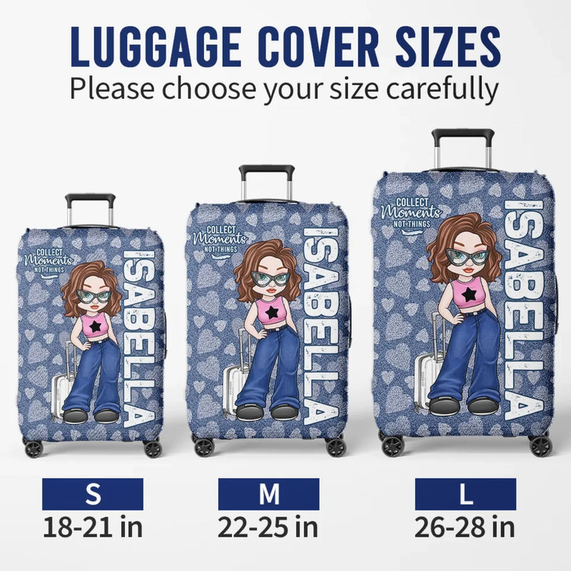 Perfect For The Traveler Who Follows Their Heart - Travel Personalized Custom Luggage Cover - Summer Vacation Gift, Gift For Adventure Travel Lovers