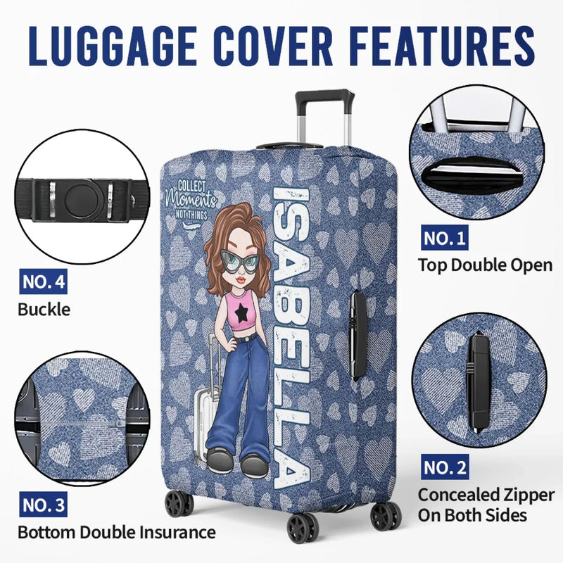 Perfect For The Traveler Who Follows Their Heart - Travel Personalized Custom Luggage Cover - Summer Vacation Gift, Gift For Adventure Travel Lovers