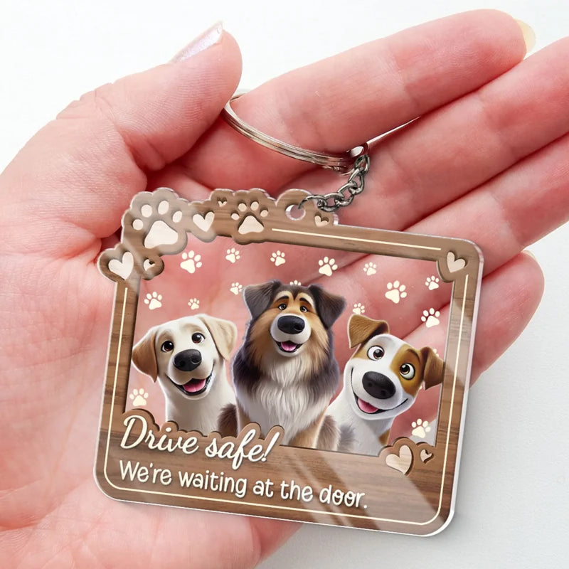 Unconditional Love Comes With Four Paws - Dog & Cat Personalized Custom Shaped Acrylic Keychain - Gift For Pet Owners, Pet Lovers