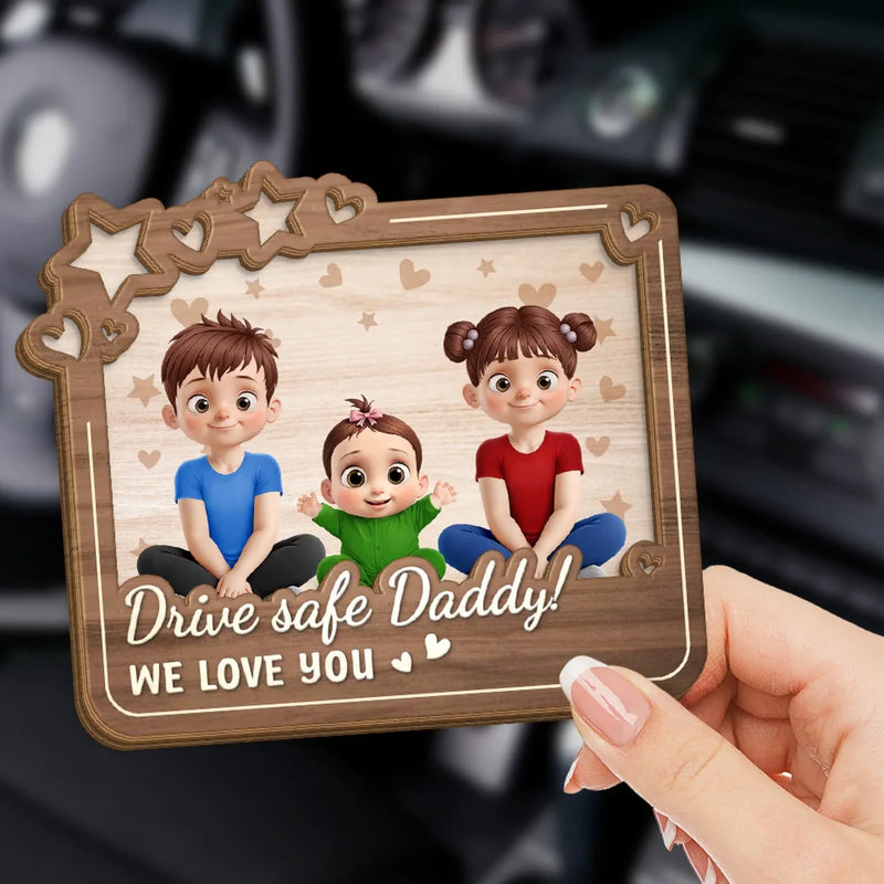 Drive Carefully, Your Family Loves You - Family Personalized Custom Car Visor Clip - Gift For Family Members