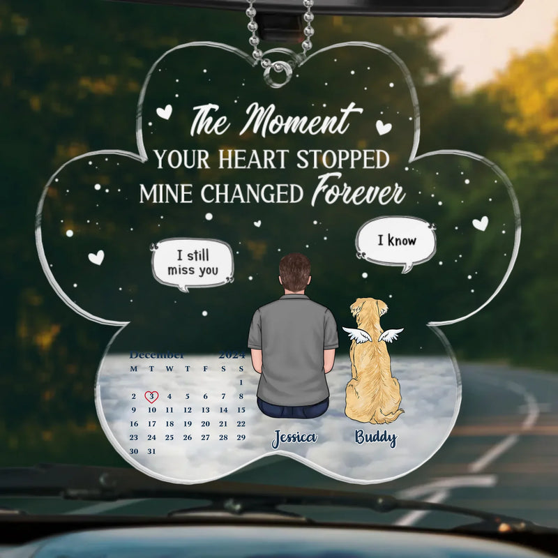 Paws In My Heart, Forever And Always - Memorial Personalized Custom Car Ornament - Acrylic Custom Shaped - Sympathy Gift For Pet Owners, Pet Lovers