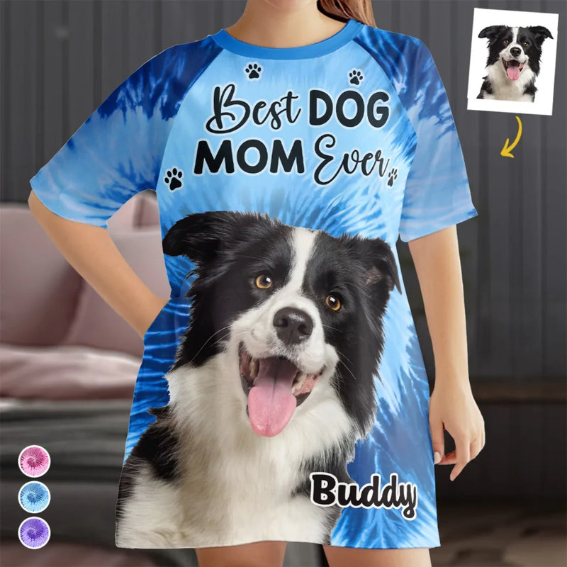 Custom Photo Tail Wags Equal Endless Happiness - Dog & Cat Personalized Custom Women's Sleep Tee - Gift For Pet Owners, Pet Lovers
