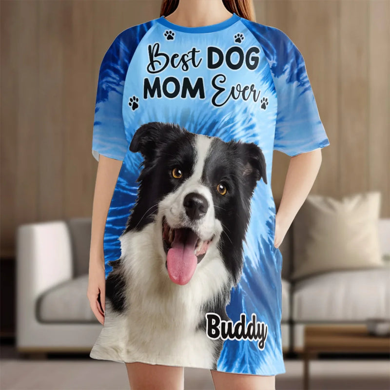 Custom Photo Tail Wags Equal Endless Happiness - Dog & Cat Personalized Custom Women's Sleep Tee - Gift For Pet Owners, Pet Lovers