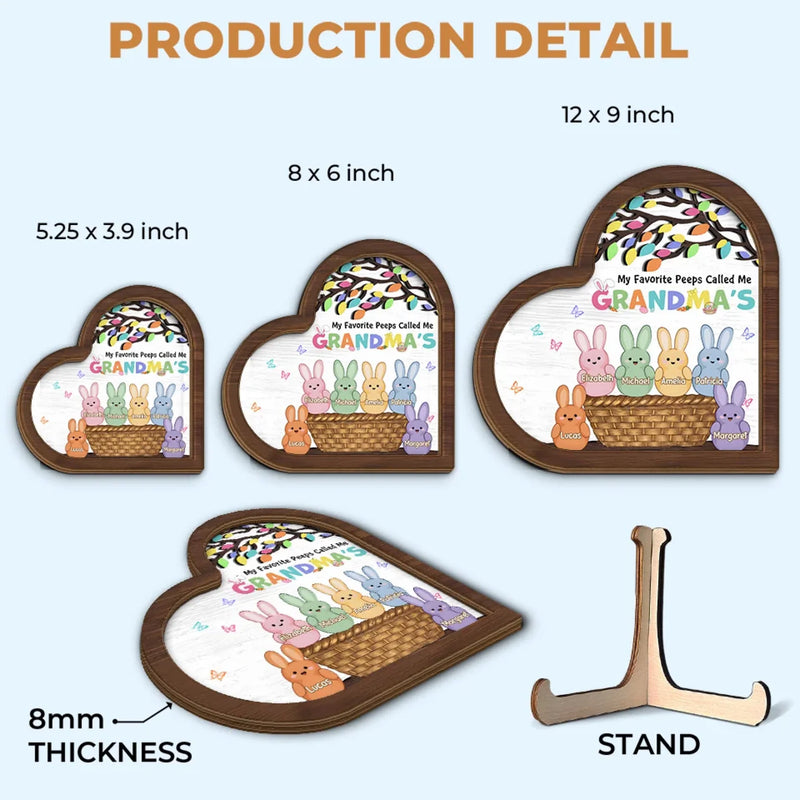Grandma’s Heart Is Pure Gold - Family Personalized Custom 2-Layered Wooden Plaque With Stand - Easter Gift For Mom, Grandma