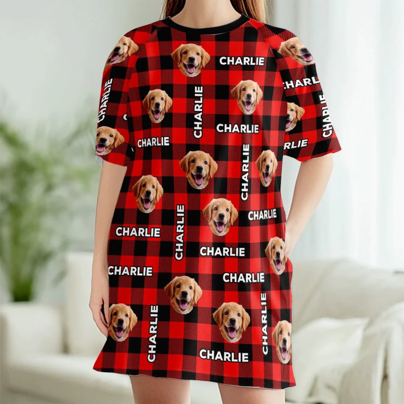 Custom Photo Heart Full Of Love, Clothes Full Of Dog Hair - Dog & Cat Personalized Custom Women's Sleep Tee - Mother's Day, Gift For Pet Owners, Pet Lovers