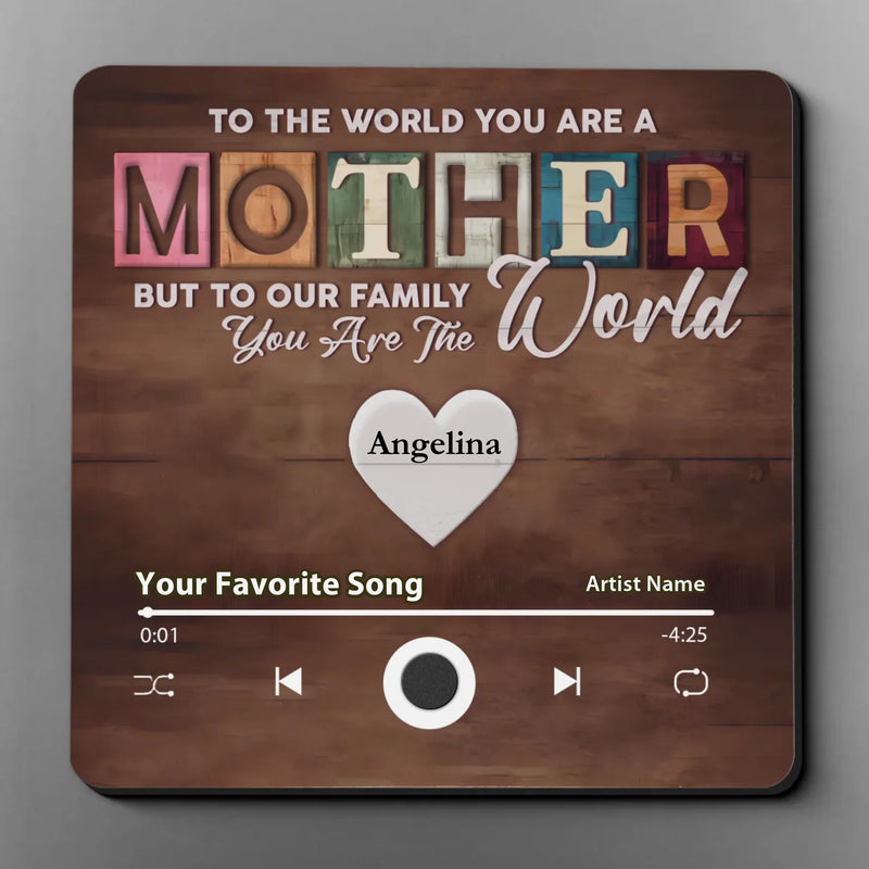 To Our Family, You Are The World - Family Personalized Custom Music Fridge Magnet That Can Play Songs - Mother's Day Gift For Mom, Grandma