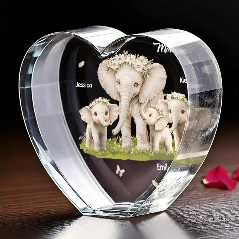 Mom, You Make Life Beautiful - Family Personalized Custom 3D Crystal Heart Shaped - Mother's Day, Gift For Mom