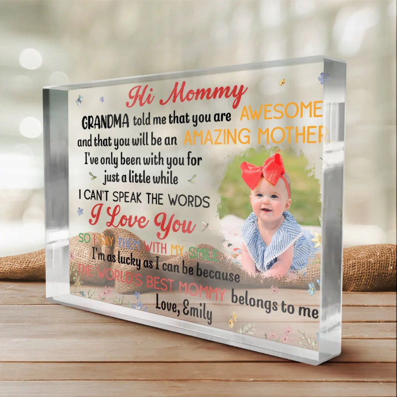 Custom Photo The World's Best Mommy - Family Personalized Custom Rectangle Shaped Acrylic Plaque - Mother's Day, Baby Shower Gift, Gift For First Mom