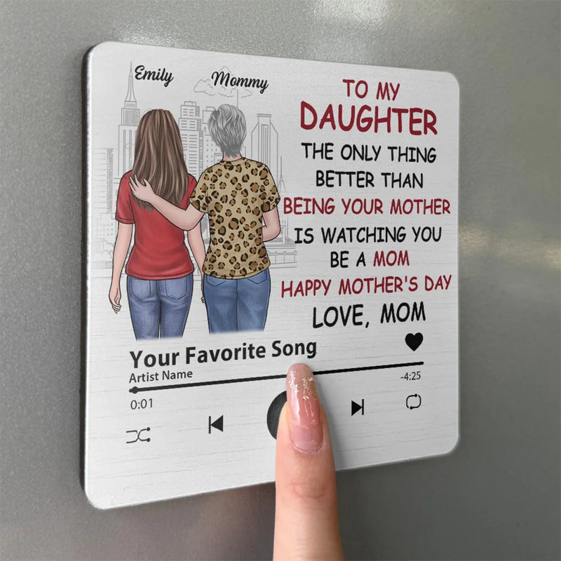 A Sweet Way To Remind Her How Strong She Is - Family Personalized Custom Music Fridge Magnet That Can Play Songs - Mother's Day Gift For Mom, Daughter