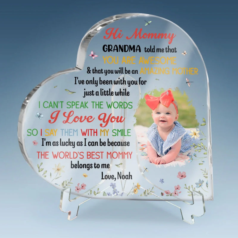 Custom Photo Let Your Love Shine Through Every Glance - Family Personalized Custom Heart Shaped Acrylic Plaque - Mother's Day, Baby Shower Gift, Gift For First Mom