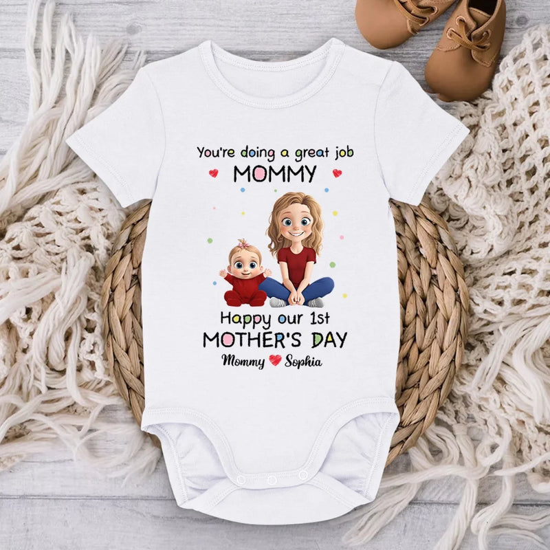 You're Doing An Amazing Job, Mommy - Family Personalized Custom Baby Onesie - Mother's Day, Baby Shower Gift, Gift For First Mom