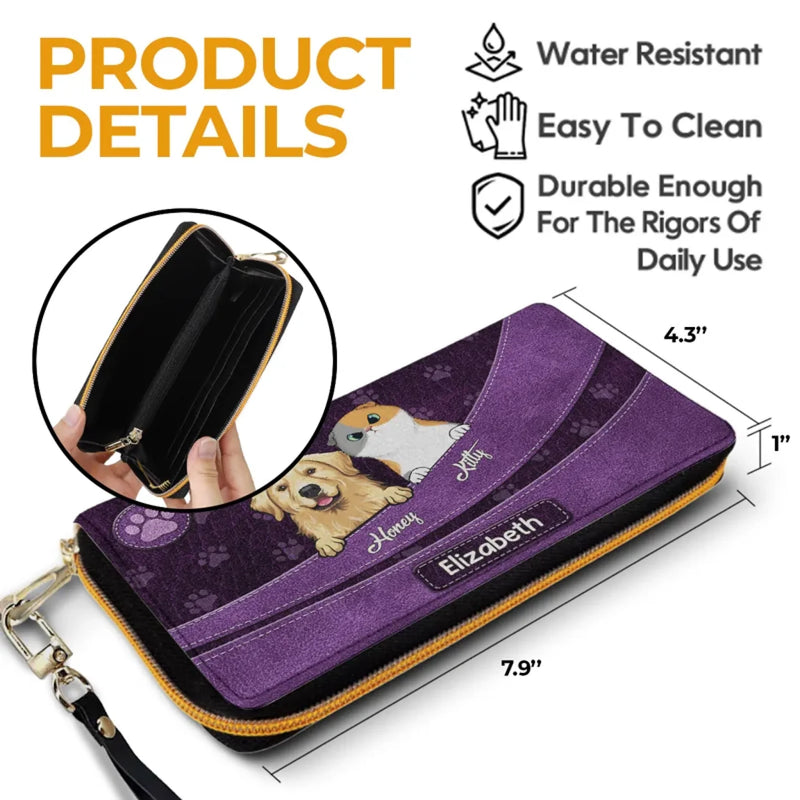 Purrfect Love, Pawsome Life - Dog & Cat Personalized Custom Leather Long Wallet - Gift For Pet Owners, Pet Lovers