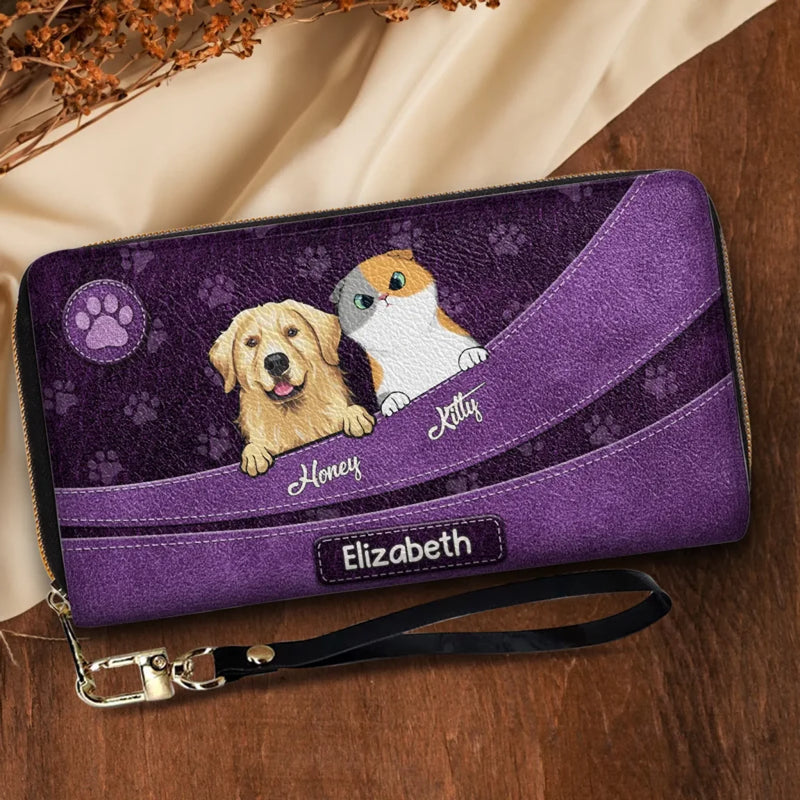 Purrfect Love, Pawsome Life - Dog & Cat Personalized Custom Leather Long Wallet - Gift For Pet Owners, Pet Lovers