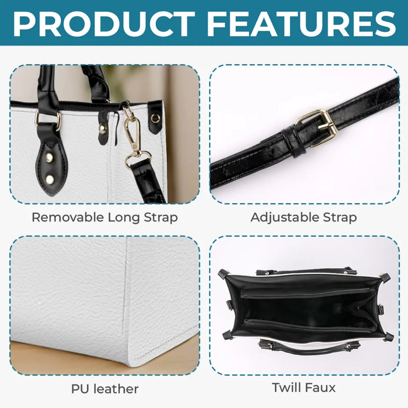 Paws, Love, And Happiness - Dog & Cat Personalized Custom Leather Handbag - Gift For Pet Owners, Pet Lovers