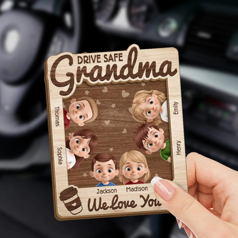 Grandma’s Journey Is Filled With Love - Family Personalized Custom Car Visor Clip - Mother's Day, Gift For Mom, Grandma