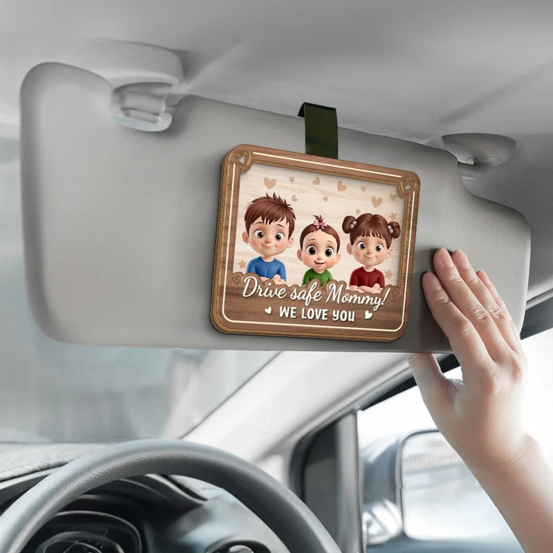 A Grandma’s Heart Never Drives Alone - Family Personalized Custom Car Visor Clip - Mother's Day, Gift For Mom, Grandma