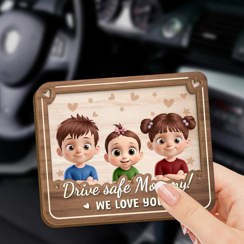 A Grandma’s Heart Never Drives Alone - Family Personalized Custom Car Visor Clip - Mother's Day, Gift For Mom, Grandma
