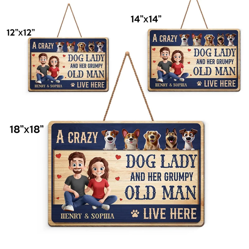 Home Of Barking Security And Unconditional Love - Couple Personalized Custom Home Decor Wood Sign - Gift For Husband Wife, Anniversary, Pet Owners, Pet Lovers