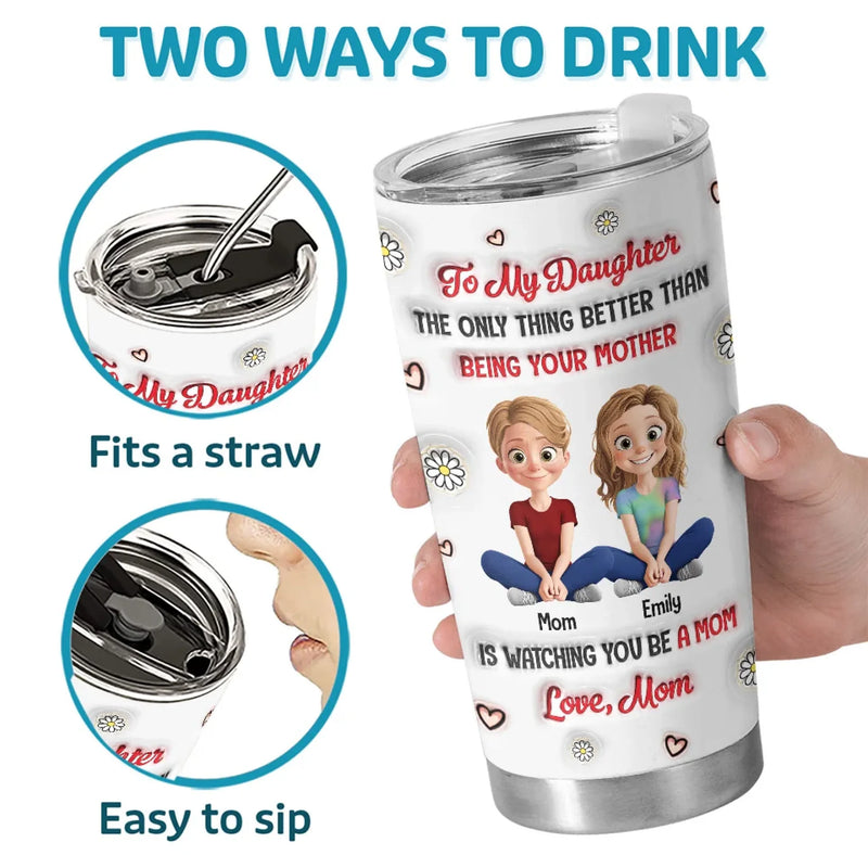A Mother’s Love Comes Full Circle - Family Personalized Custom 3D Inflated Effect Printed Tumbler - Mother's Day, Gift For Mom, Daughter