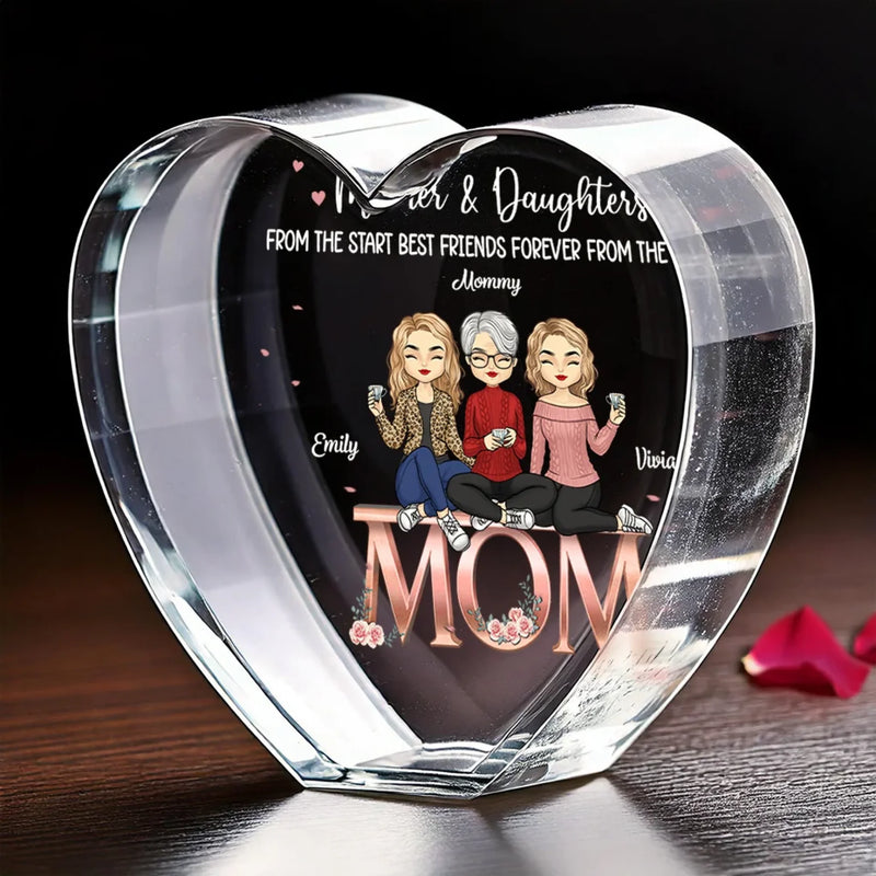 We Are Best Friends Forever From The Heart - Family Personalized Custom 3D Crystal Heart Shaped - Mother's Day, Gift For Mom, Daughter
