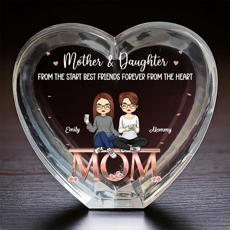 We Are Best Friends Forever From The Heart - Family Personalized Custom 3D Crystal Heart Shaped - Mother's Day, Gift For Mom, Daughter