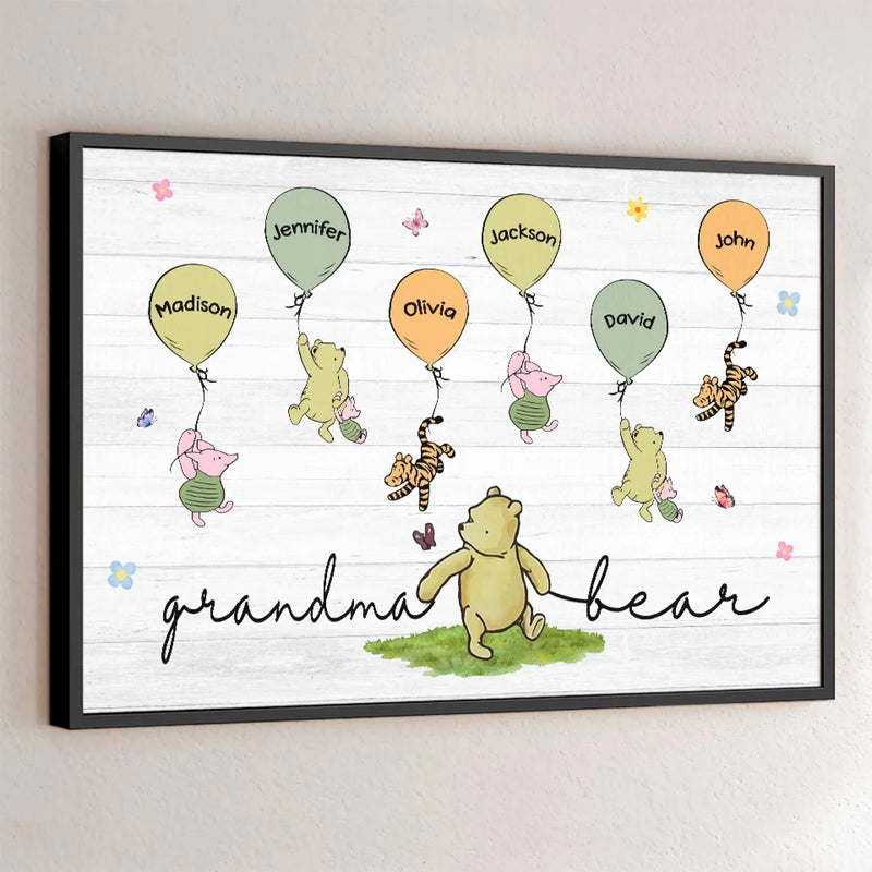Grandma’s Love Lifts Us Up - Family Personalized Custom Horizontal Poster - Mother's Day, Gift For Mom, Grandma