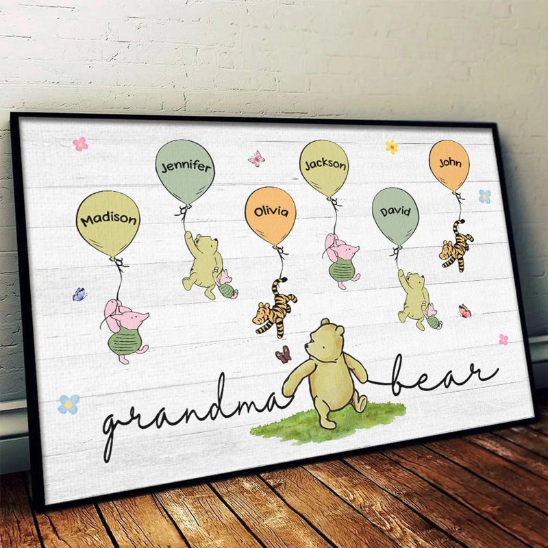 Grandma’s Love Lifts Us Up - Family Personalized Custom Horizontal Poster - Mother's Day, Gift For Mom, Grandma