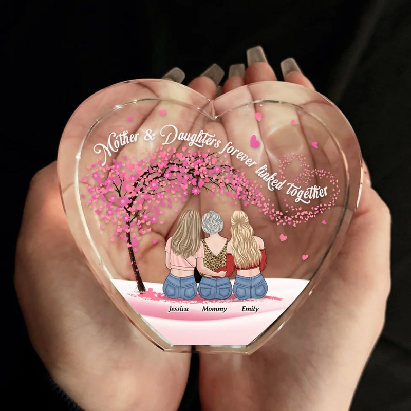 A Lifelong Connection Of Love - Family Personalized Custom 3D Crystal Heart Shaped - Mother's Day Gift For Mom, Daughter