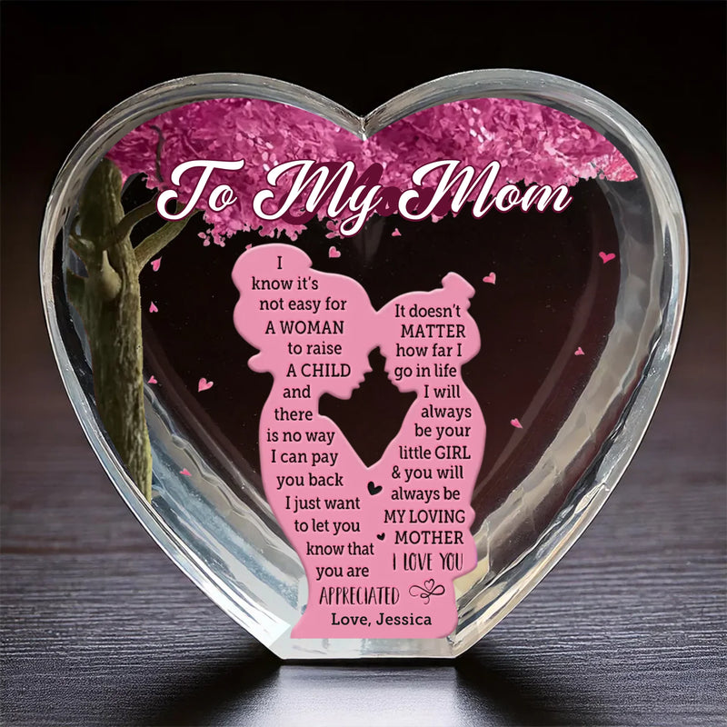 Mom Is The Heart Of The Family - Family Personalized Custom 3D Crystal Heart Shaped - Mother's Day, Gift For Mom, Daughter