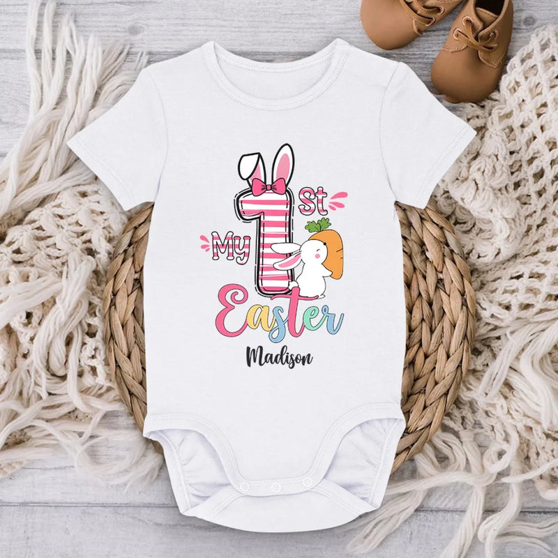 First Easter, Bunny Approved - Family Personalized Custom Baby Onesie - Easter Gift For Baby Kids, Newborn Baby