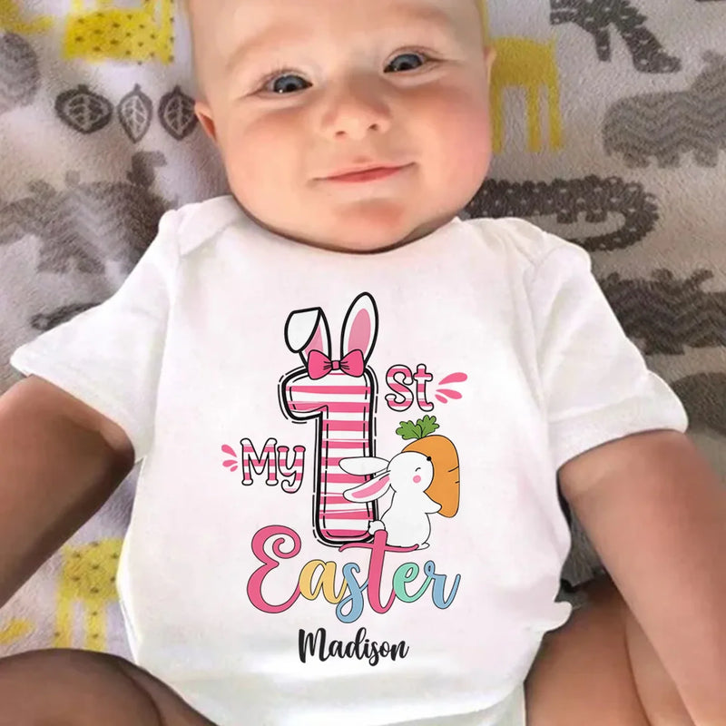 First Easter, Bunny Approved - Family Personalized Custom Baby Onesie - Easter Gift For Baby Kids, Newborn Baby