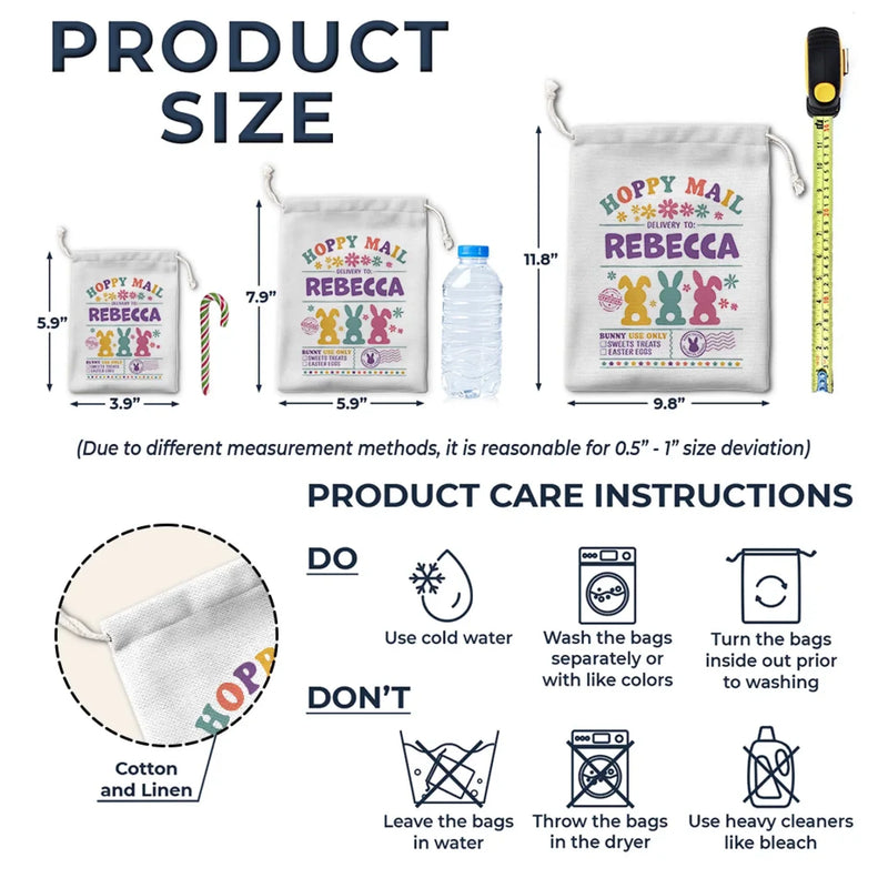 Hoppy Mail, Sweet Surprises Await - Family Personalized Custom Favor Bag - Easter Gift For Family Members