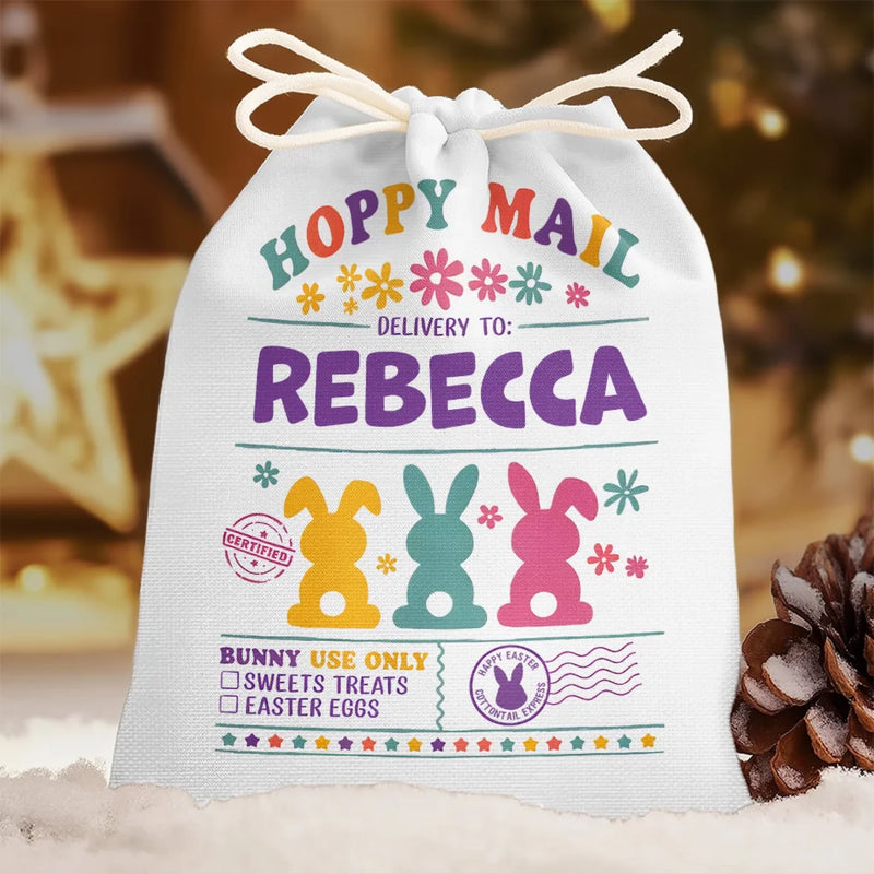 Hoppy Mail, Sweet Surprises Await - Family Personalized Custom Favor Bag - Easter Gift For Family Members