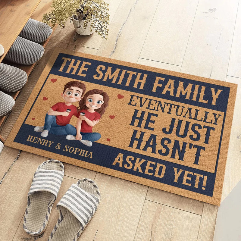 Love Is All Around - Couple Personalized Custom Home Decor Decorative Mat - House Warming Gift For Husband Wife, Anniversary